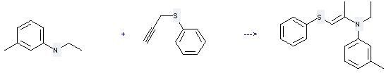 N-Ethyl-3-methylaniline can be used to produce ethyl-(1-methyl-2-phenylsulfanyl-vinyl)-m-tolyl-amine at the temperature of 45 °C